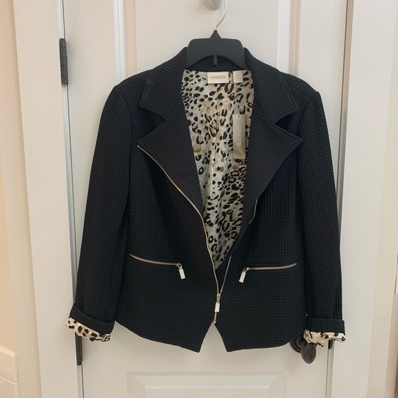 Chico's Jackets & Blazers - Chico's black knit jacket with animal print lining.